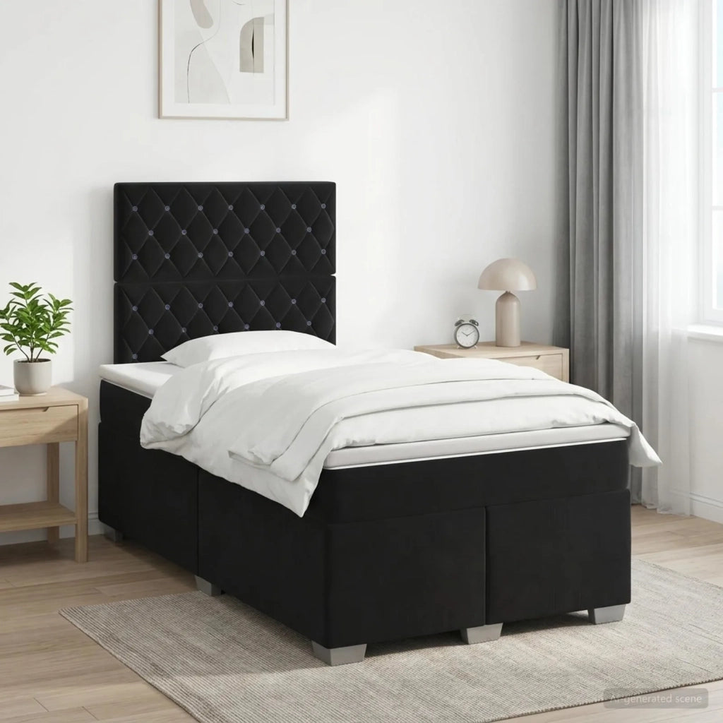 Letto box spring con materasso Nero 120 x 200 cm Velluto 3453616