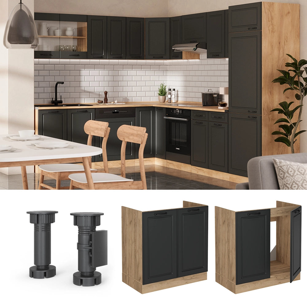 Vicco Mobile lavello cucina Antracite casa di campagna 80 cm , PL Antracite