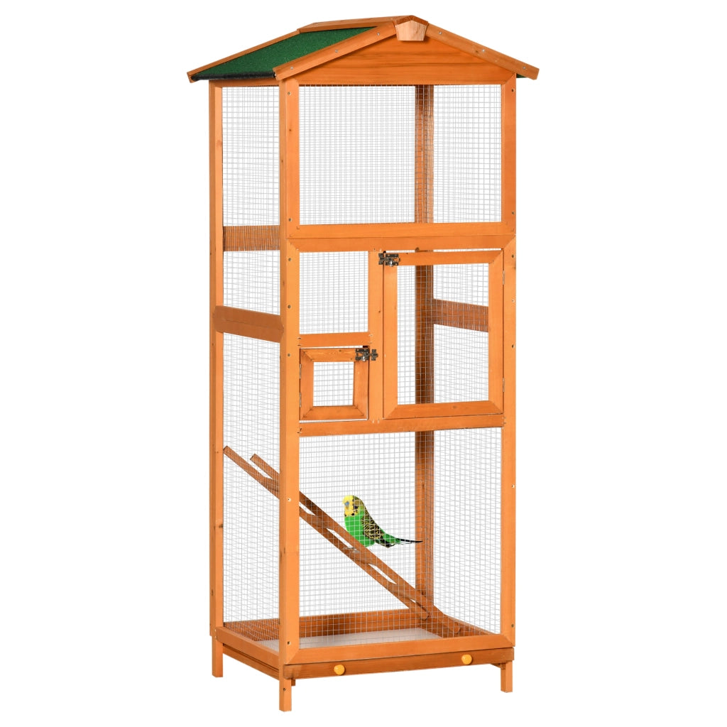 Gabbia per Uccelli in Legno da Esterno ¨C Minimal ¨C Arancione 165cm