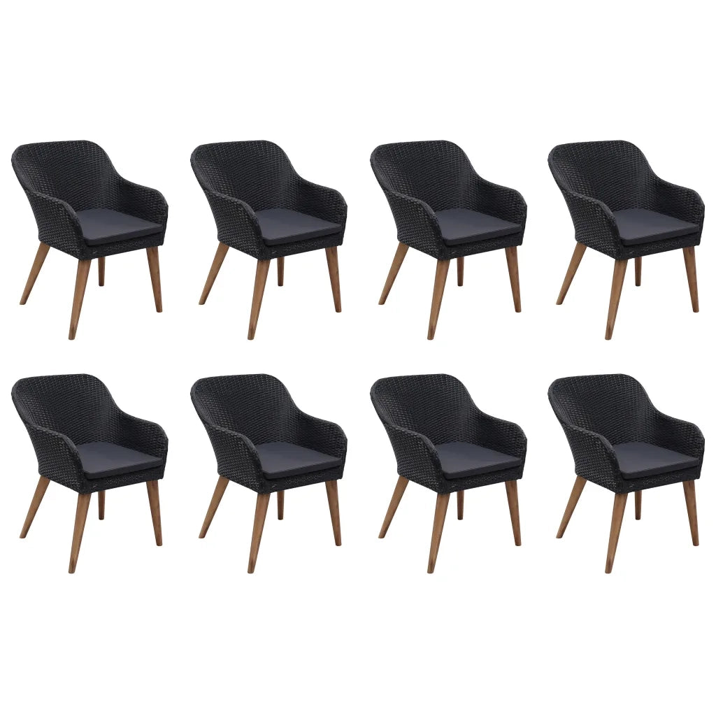 Set da Pranzo da Giardino 9 pz in Polyrattan Nero