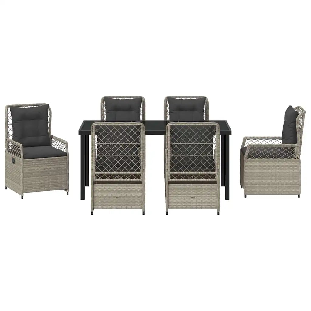 Set da Pranzo per Giardino 7 pcs Grigio chiaro polyrattan