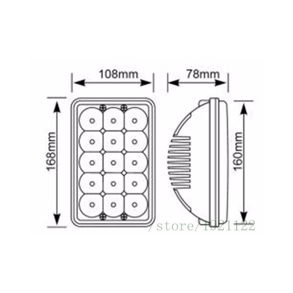 Trade Shop - Faro Supplementare H4 Auto Fuoristrada 15 Led Abbagliante Anabbagliante Ip67 -