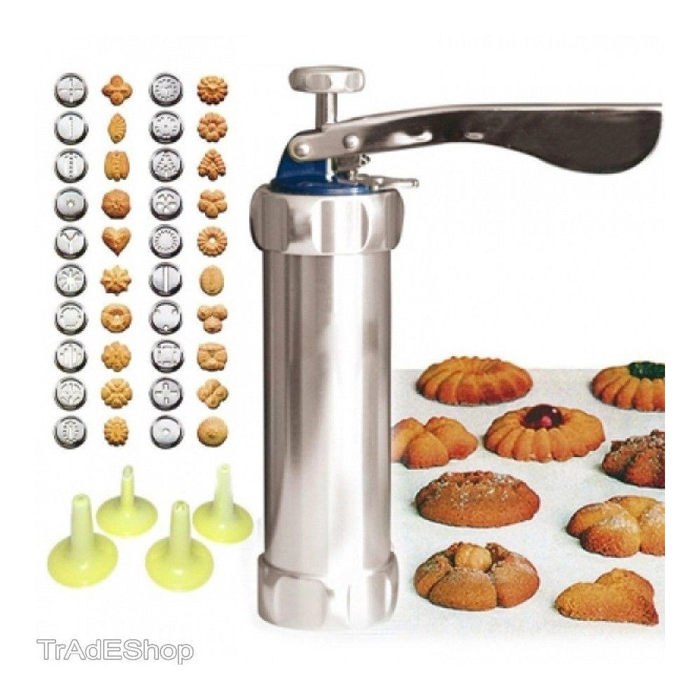 Trade Shop - Macchina Siringa Per Biscotti Dolci Fatti In Casa Cucina Cake Design + Formine -