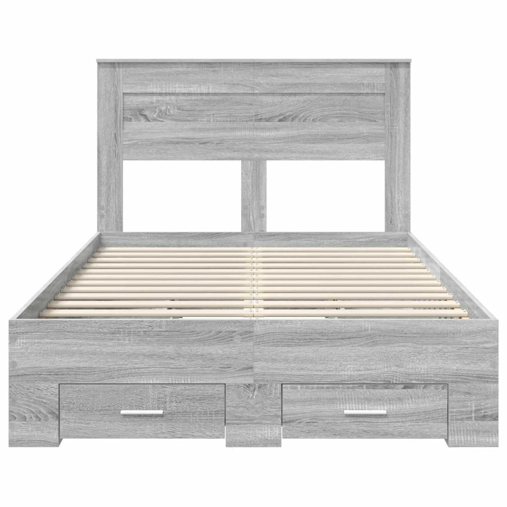 Letto matrimoniale | Letto per adulti | Struttura del letto con testiera Grigio Sonoma 120 x 200 cm