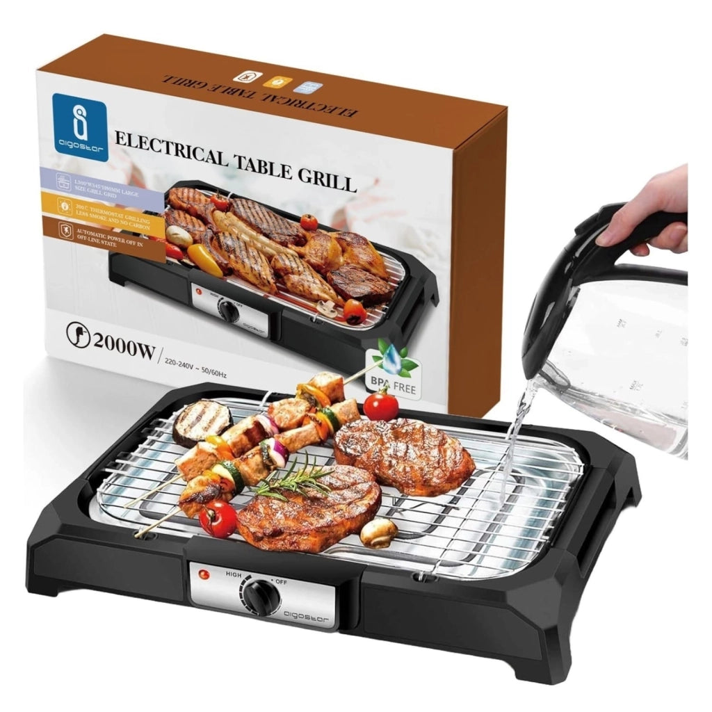 GRIGLIA ELETTRICA BBQ DA TAVOLO SENZA FUMO ANTIADERENTE 2000W AIGOSTAR LAVA