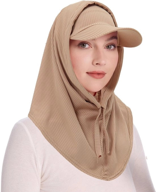 Cappuccio da Bivacco Donna - Capo Leggero - Visiera Raffreddabile - Cinturino Regolabile - Nastro di Protezione per il Collo - Tela Adesiva in Poliestere - Comfort di Indossamento Informale