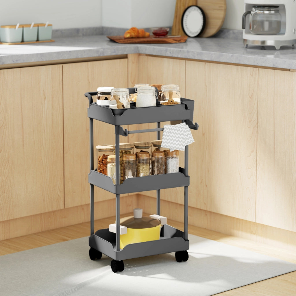 Carrello Portatile a 3 Livelli con Cestelli ¨C Minimal ¨C Grigio