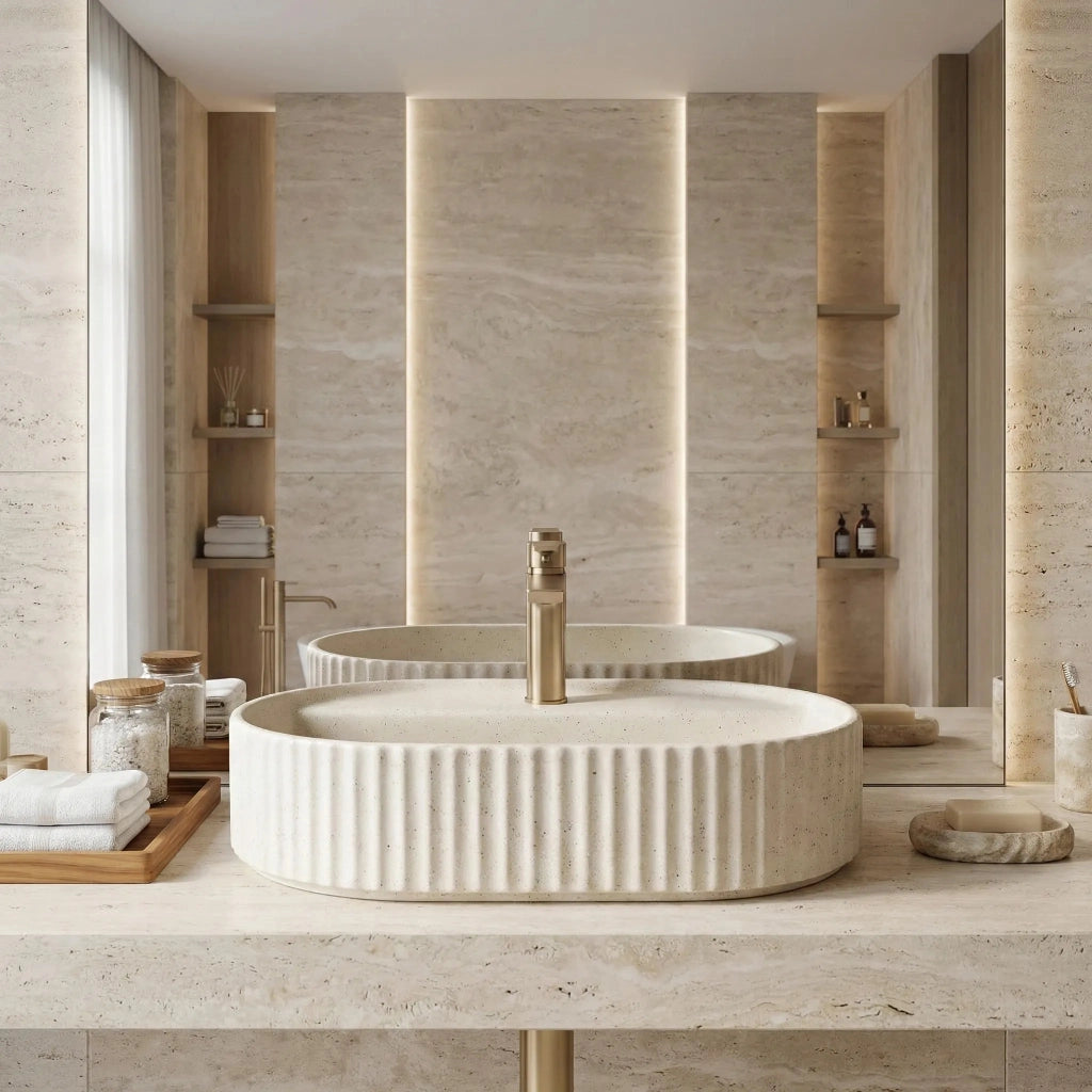 Lavabo Da Appoggio Rea Marcela 60 Vanilla
