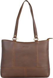 Borsa da spalla in pelle vera per donna, colore: Havana - marrone