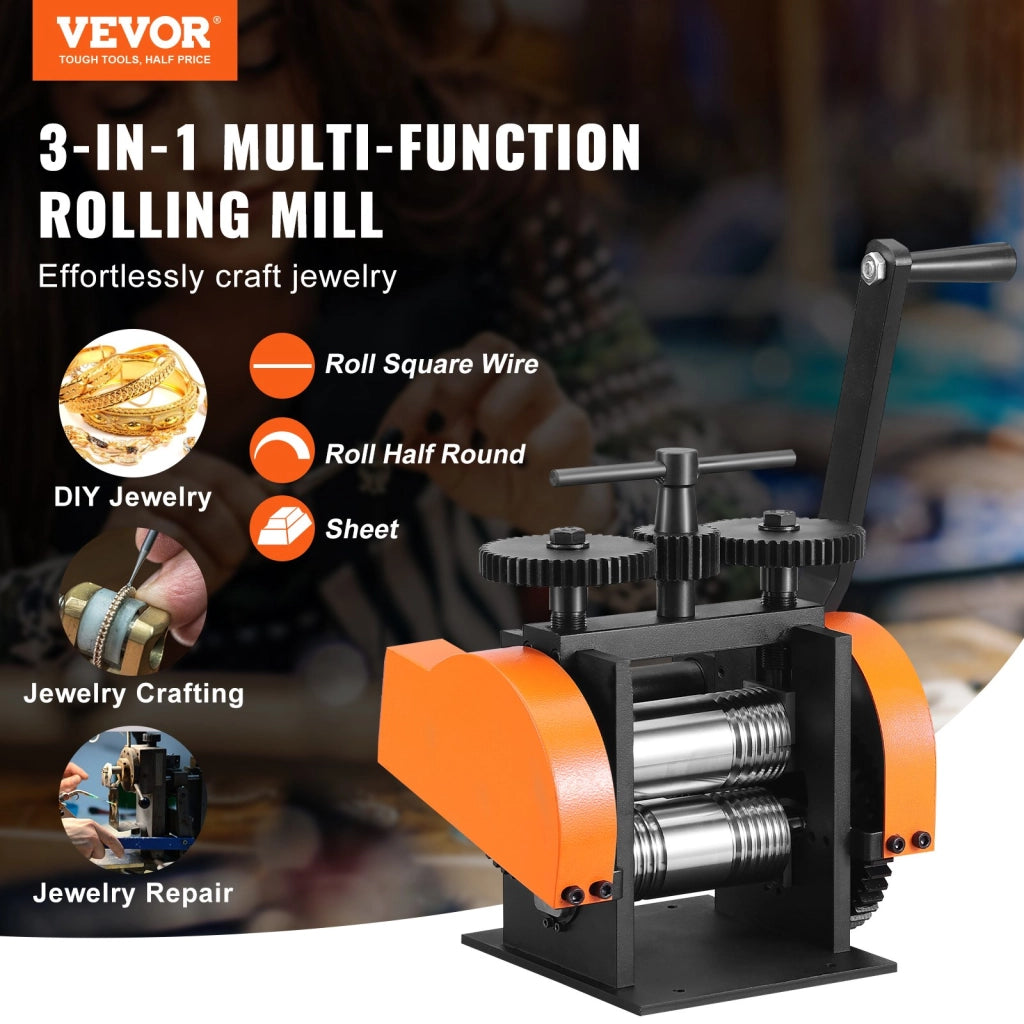Laminatoio manuale per gioielli KD-Y4554 in acciaio larghezza 45 mm spessore 0-6 mm per oreficeria fai da te e lavorazione metalli
