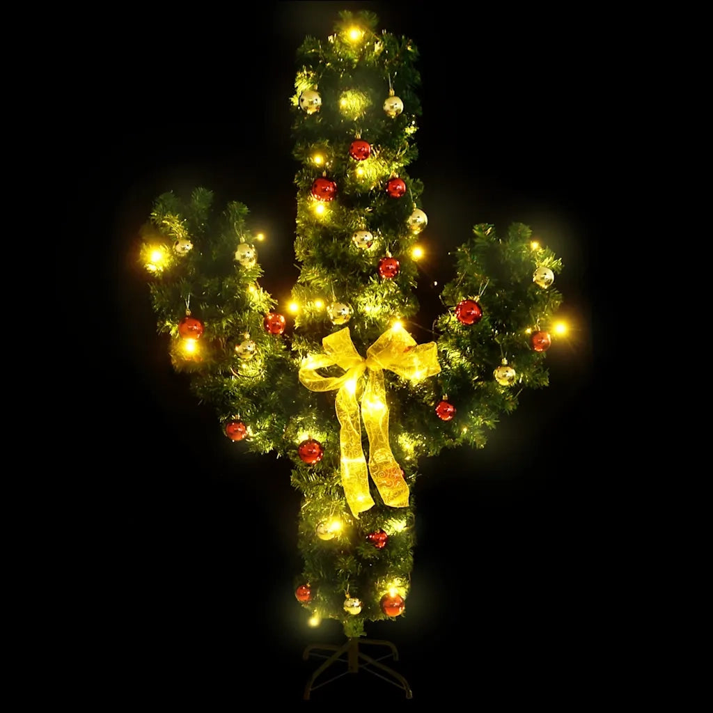 Cactus di Natale con Base e LED Verde 180 cm PVC CFW5848083