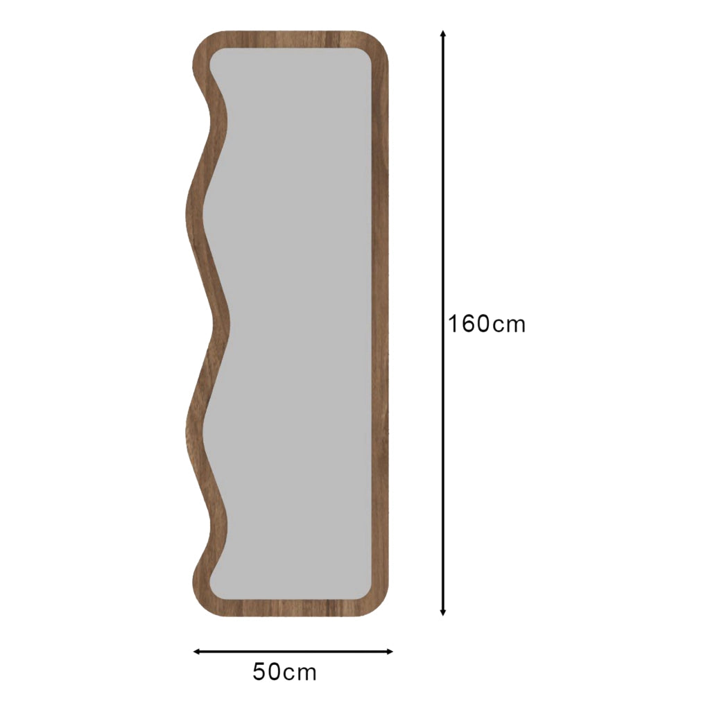 Bissonen\, Specchio Forma Rettangolare, 50x160h cm Marrone Noce