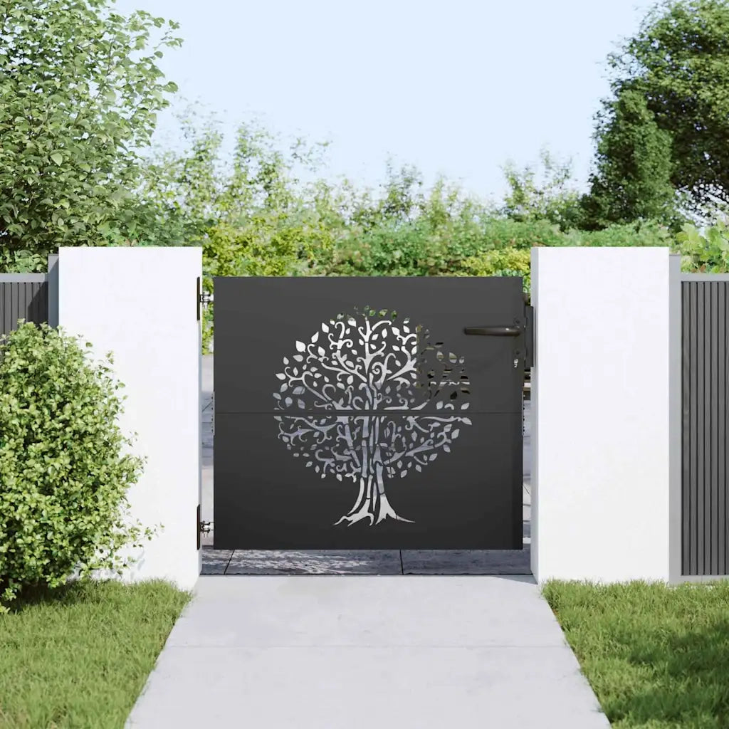 Cancello da giardino con blocco Nero 85 x 100 cm 42015859