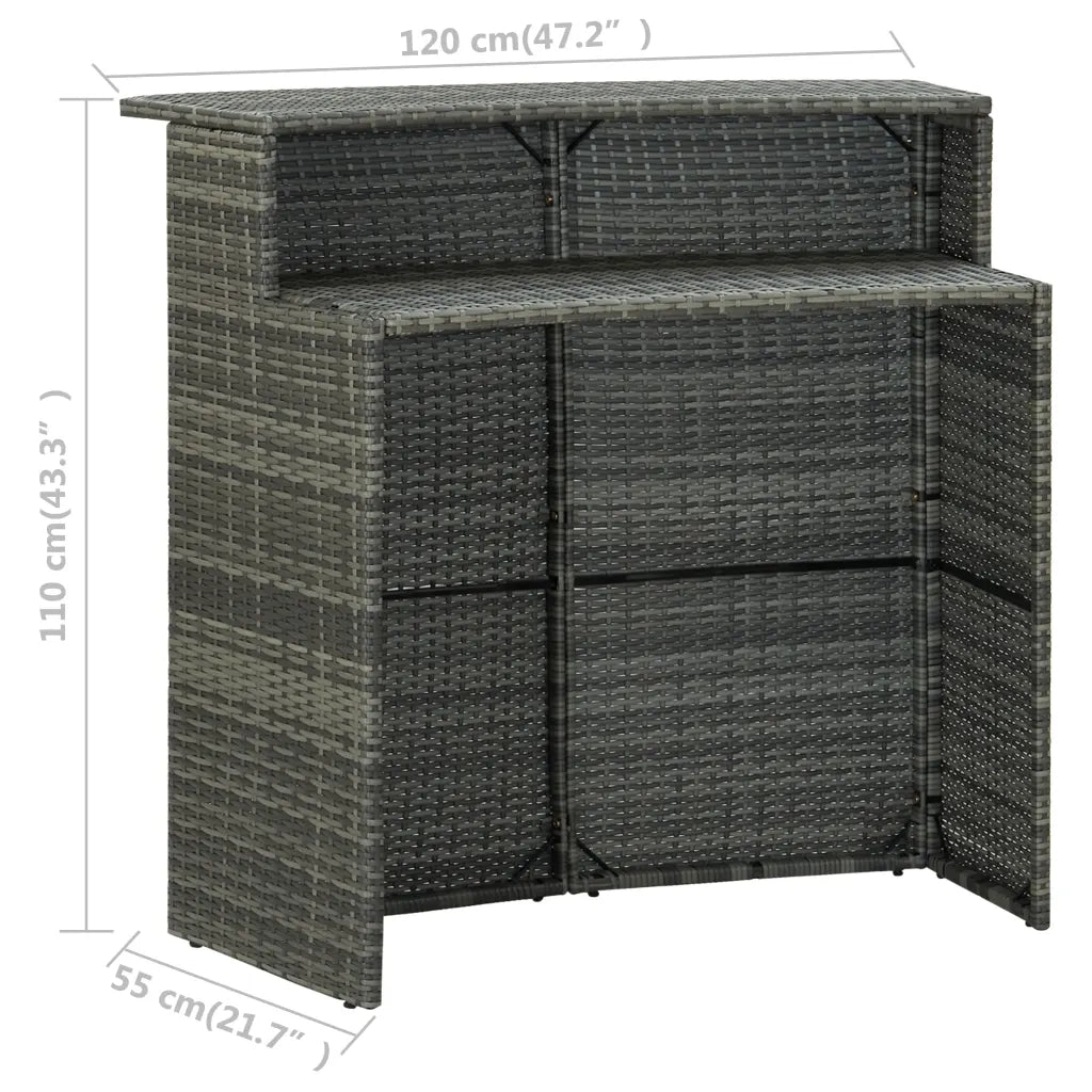 Set Bar da Giardino 3 pz con Cuscini Grigio 3064882