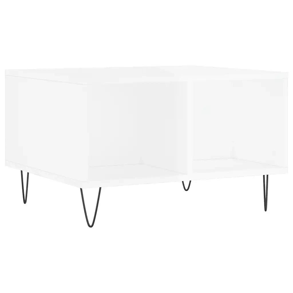 Tavolino Salotto-Tavolino da soggiorno-Tavolo Bianco Lucido 60x50x36,5 cm Legno Multistrato 605898