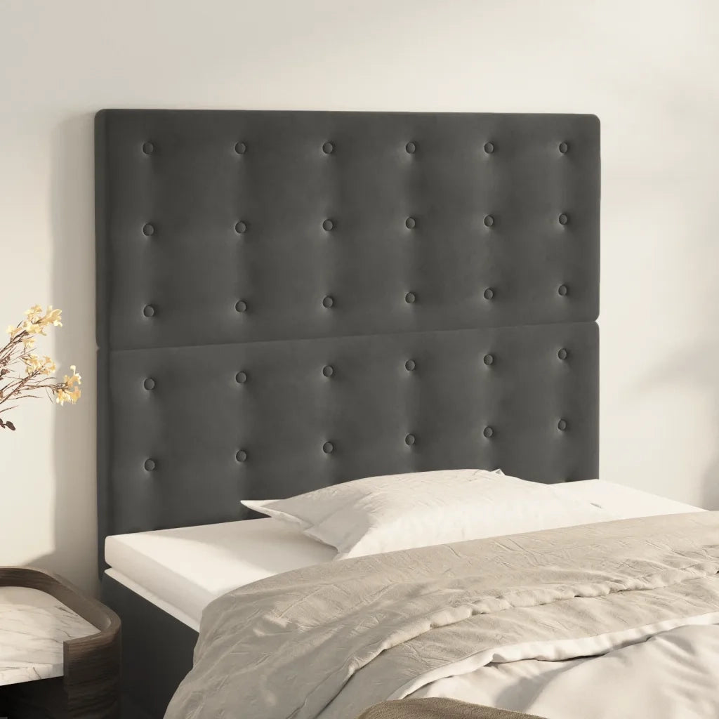 Testiera | Testata Grigio Scuro 80x5x118/128 cm Velluto