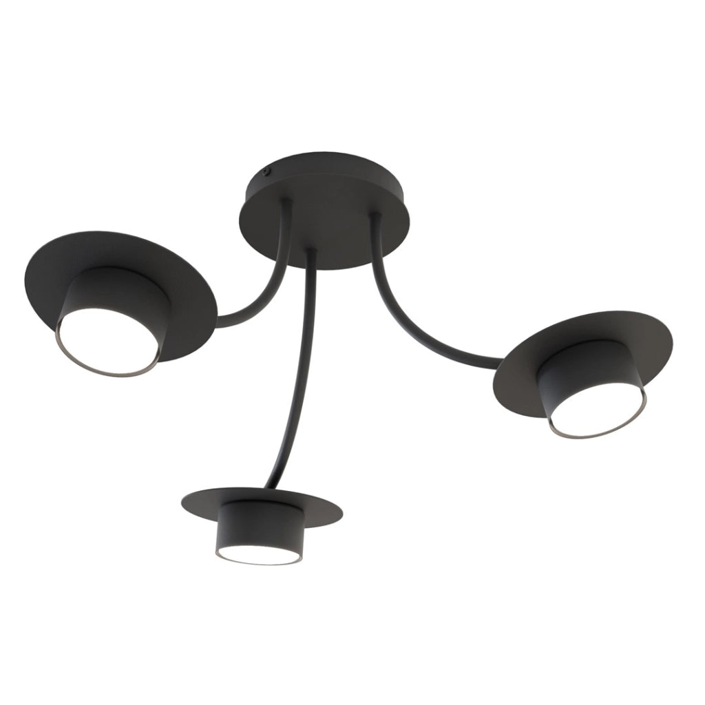 Plafoniera nera elegante 3 bracci GX53 ENSO Emibig