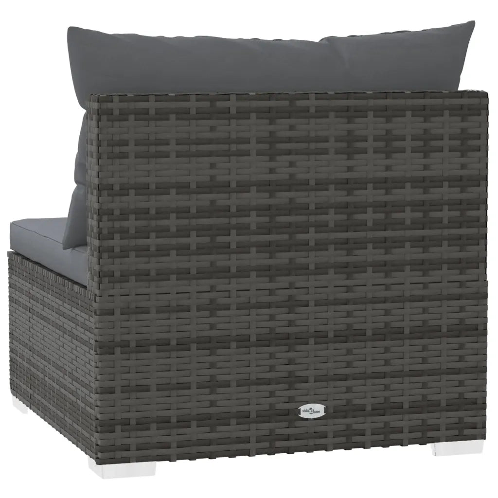 Divano a 3 Posti con Cuscini in Polyrattan Grigio 317517
