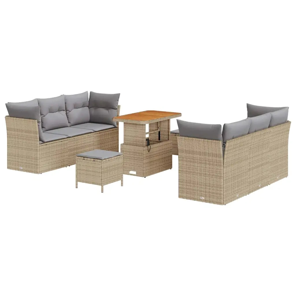 Set Divano da Giardino 9 pcs Beige e Grigio Chiaro polyrattan 3363392