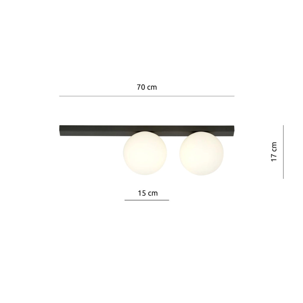 Plafoniera Emibig FIT 2, 2xE14 nero/bianco 60cm metallo