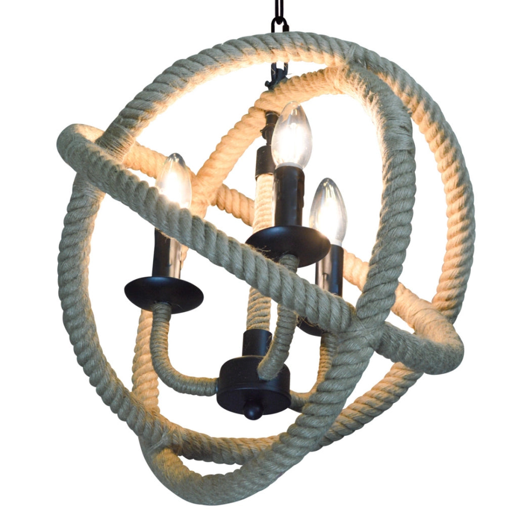 Lampada a sospensione Polux Rope 3xE14 corda Ø40cm