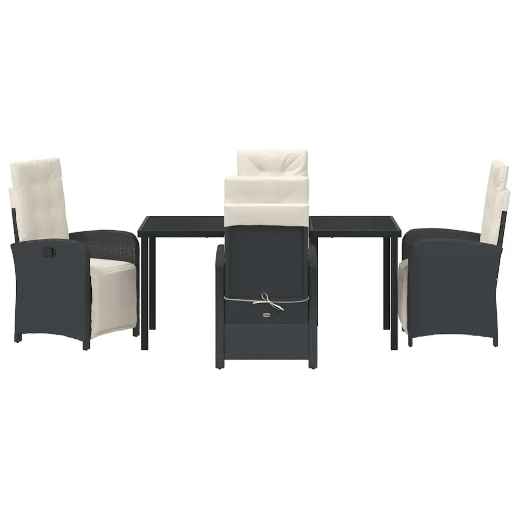 Set da Pranzo per Giardino con cuscino 5 pcs Nero polyrattan