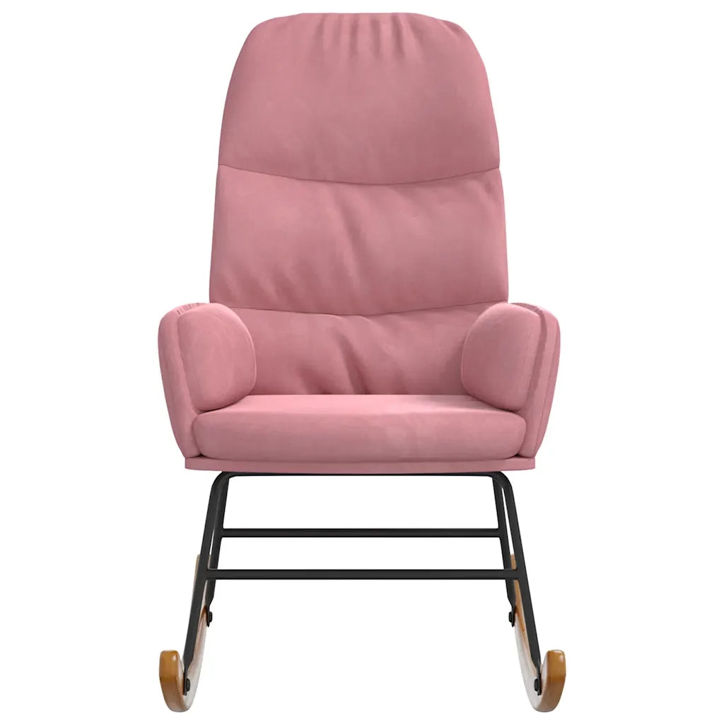 Sedia a Dondolo Rosa in Velluto