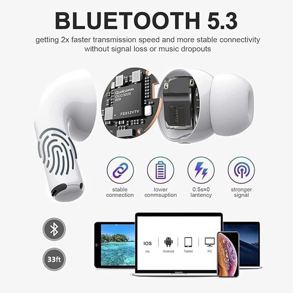 Trade Shop - Auricolari Wireless Cancellazione Del Rumore Cuffie Bluetooth Impermeabile Ipx7 -