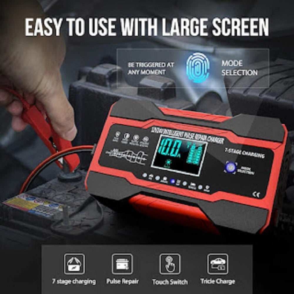 Trade Shop - Caricabatteria Auto 12v 10a/24v 5a Ricarica Rapida 7 Stadi Display Lcd Q-dp1210 -