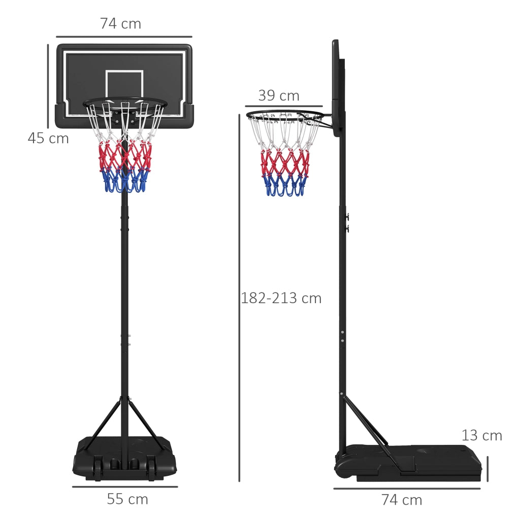 Canestro da Basket Regolabile Esterno con Ruote ¨C Minimal ¨C Nero
