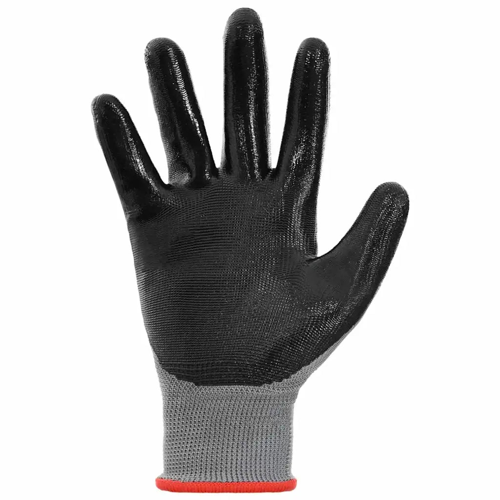 Guanti da Lavoro 24 pcs Grigio e Nero 7 / S Poliestere 42020701
