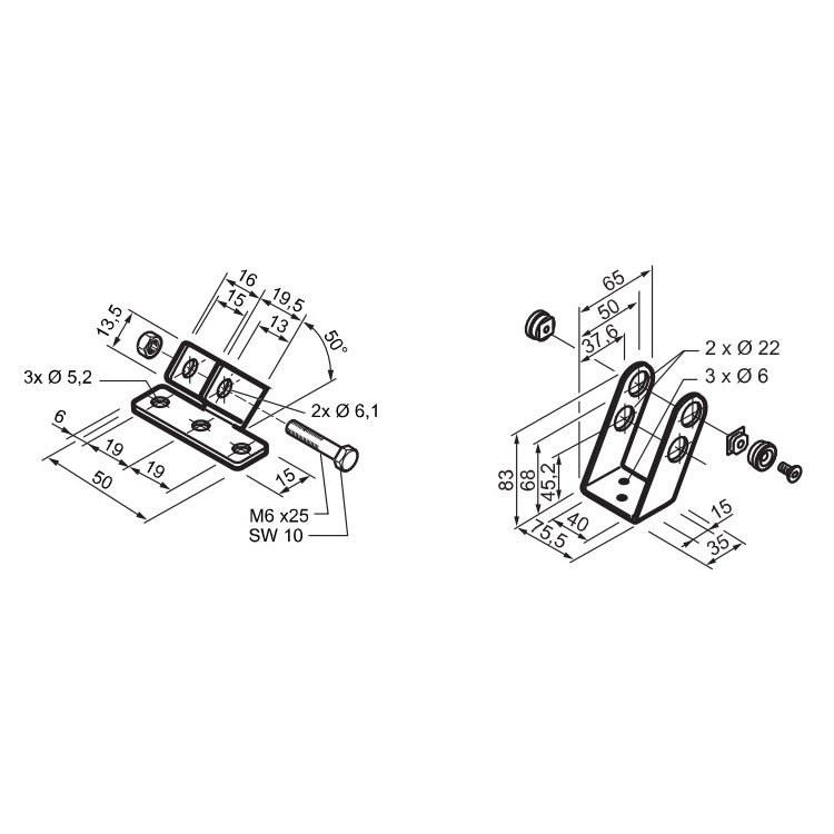 KIT STAFFE DI SUPPORTO ATTUATORE MINGARDI 2713836 STAFFA D8 PER FISSAGGIO