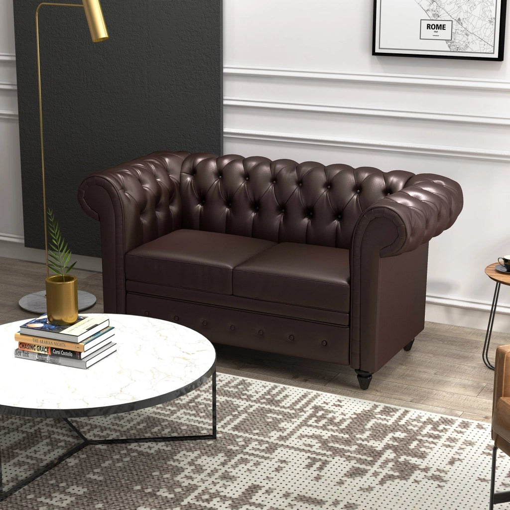 Divano 2 Posti 160x84x80 cm in Similpelle Marrone