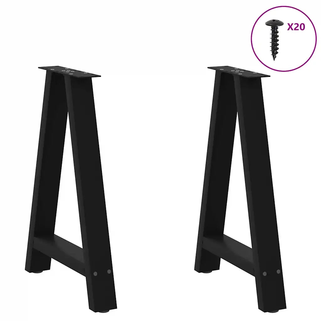 Gambe per tavolo da pranzo a forma di A 2 pz nere 60x(72-73) cm in acciaio 4012848