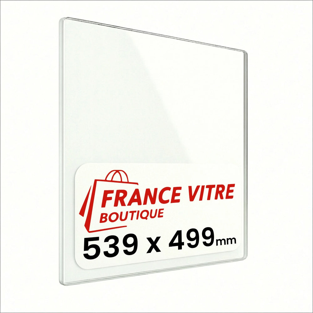 539 x 499 x 4 mm - Vetro per stufa a legna - vetro camino di ricambio - vetro per caminetto resistente al fuoco - France Vitre