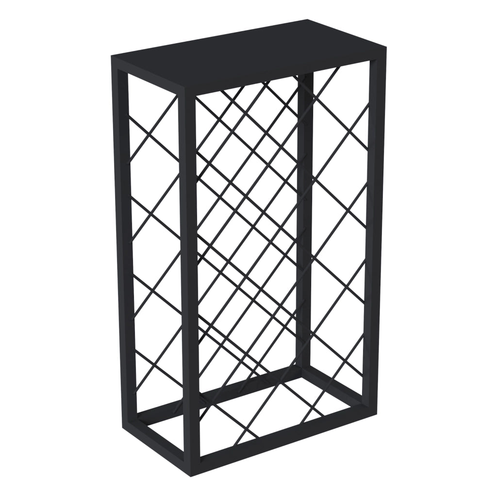 Cantinetta Vino Amasia con Piano di Appoggio e Rete Portabottiglie 74 x 45 x 22 cm Metallo Nero [en.casa]