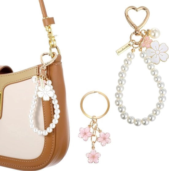Tappetini con Perle - Taschino Estetico - 2 pezzi - Rosa e Bianco