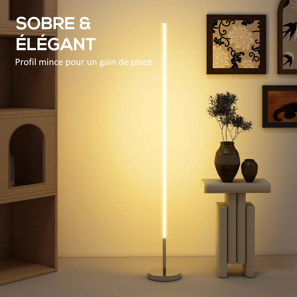 Lampada da terra LED dimmerabile ¨C Xylo ¨C con telecomando e interruttore a pedale, ?20x150cm, argento