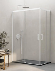 Box doccia ingresso angolare 2+2 THALASSA (BASIC) 130x90 cm Bianco vetro trasparente
