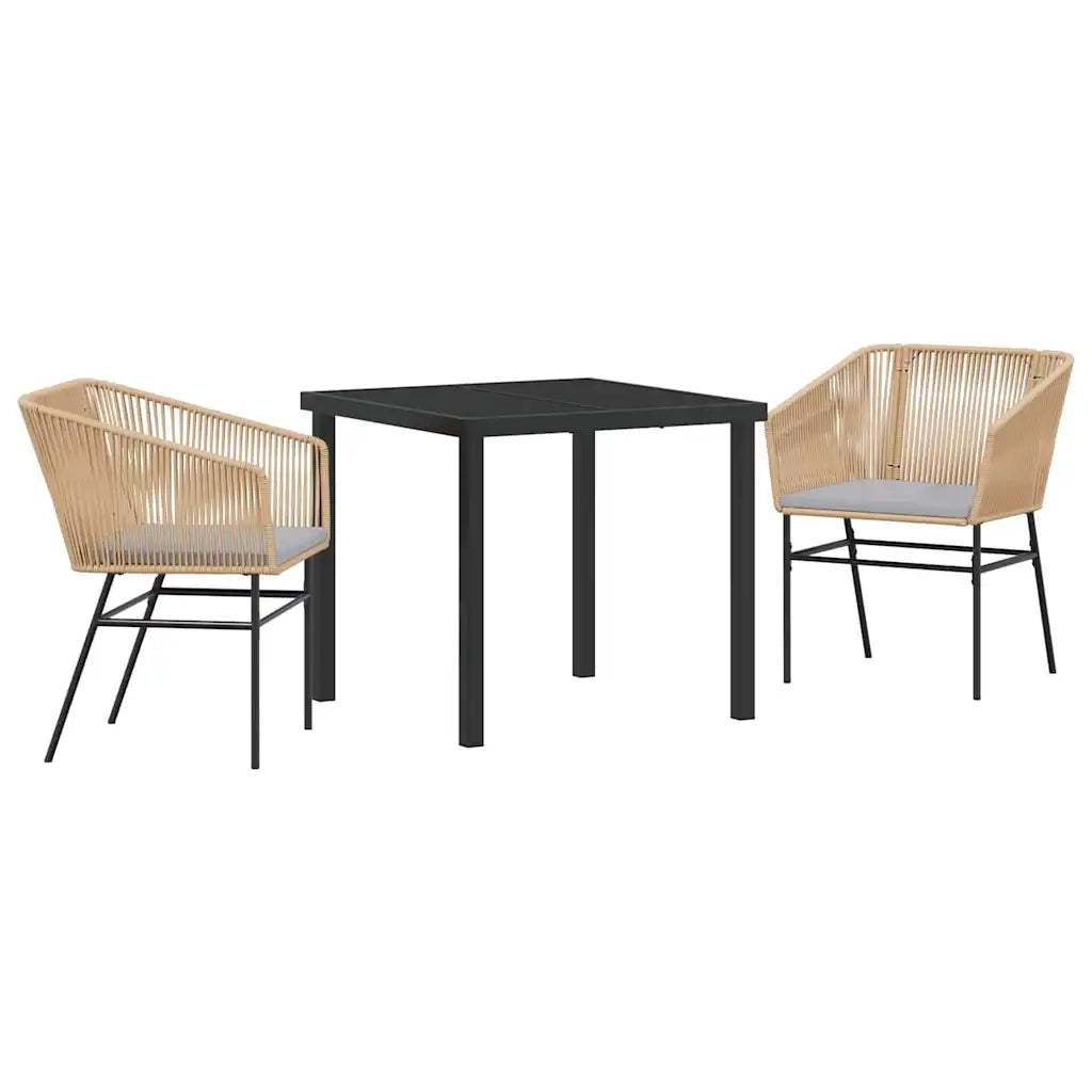 Set da Pranzo per Giardino con cuscino 3 pcs Marrone