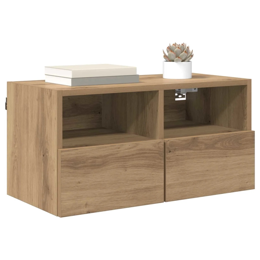 Mobile TV da Parete | Armadietto TV | Mobile Porta TV Rovere artigianale 60 x 30 x 30 cm