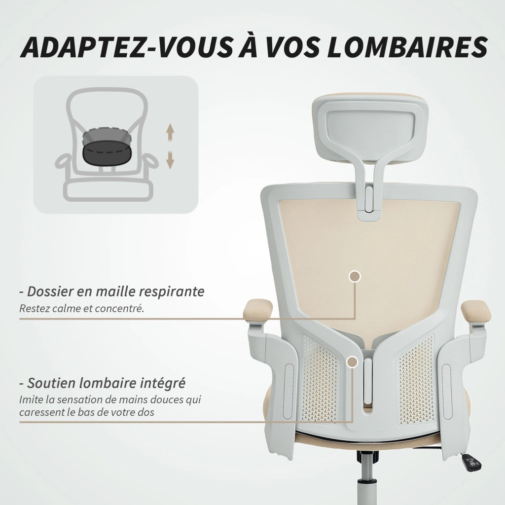 Sedia da ufficio ergonomica ¨C Minimal ¨C beige, imbottita, 60x63x120 cm