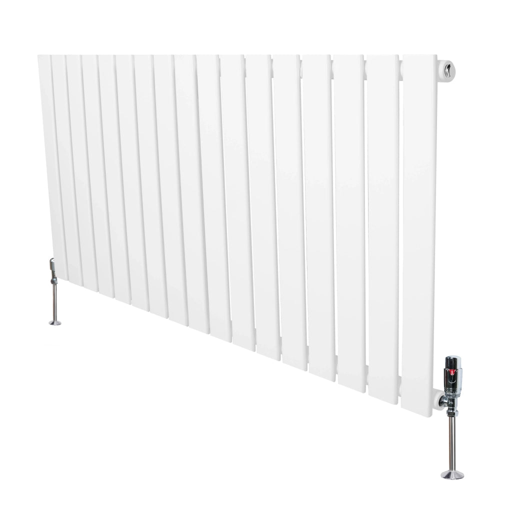 Radiatore Orizzontale 600 x 1190 mm con Valvole TRV Bianco