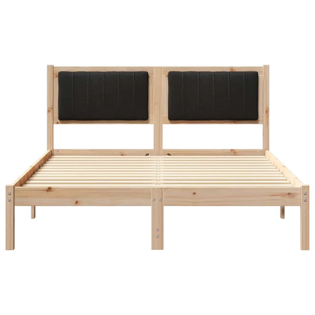 Letto con Testiera Rivestita Nero 140 x 200 cm Pino massello 878256