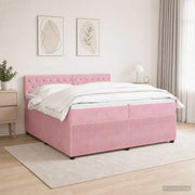 Letto box spring con materasso Rosa 200 x 200 cm Velluto 3453208