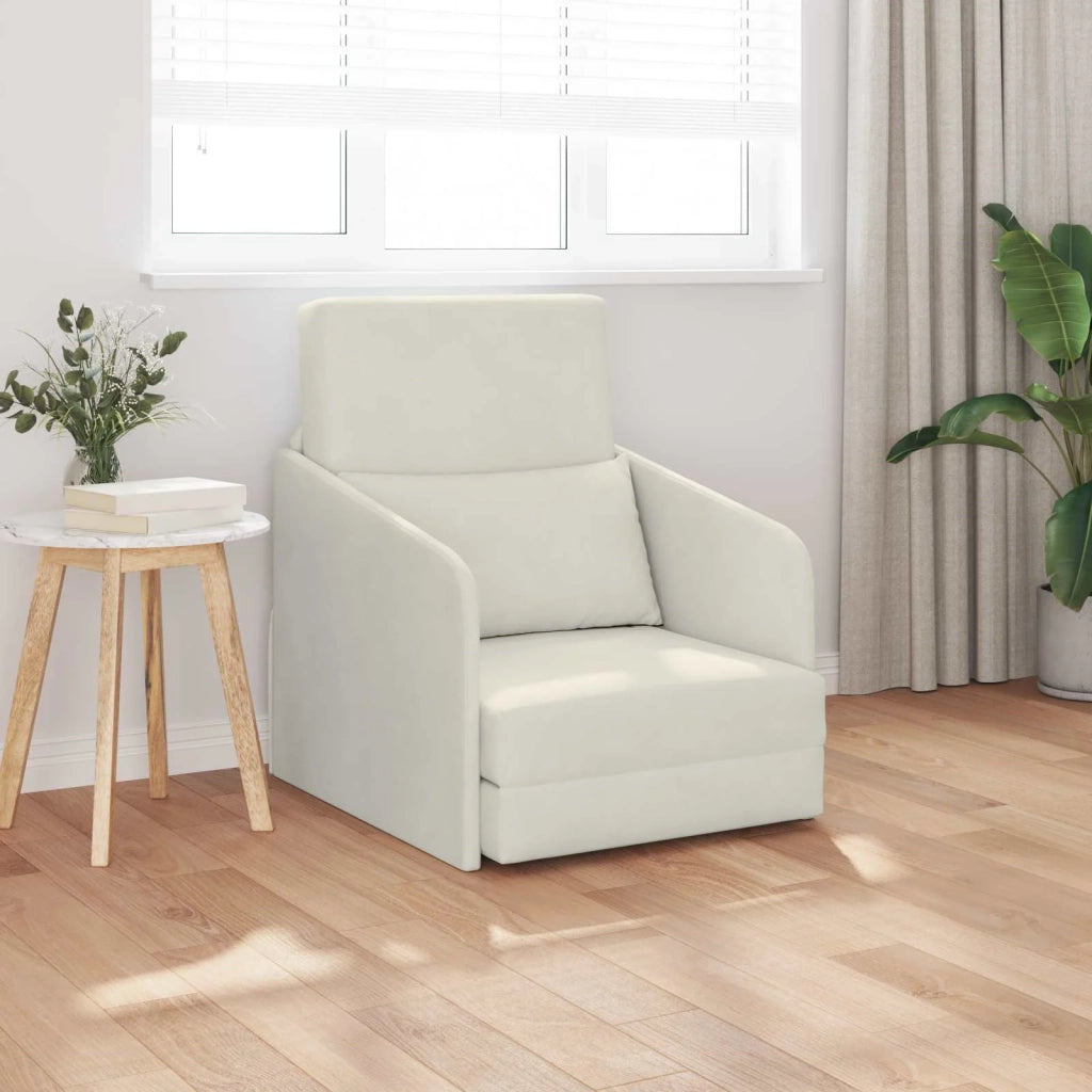 Divano letto | Sof¨¤ letto | Letto singolo Crema 65 x 80 x 83 cm Velluto