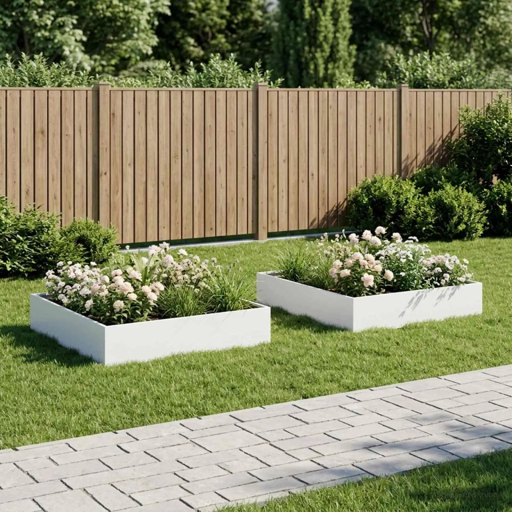 Vaso da giardino 2 pz Bianco 80 x 80 x 20 cm 8005011