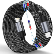 Cavo USB C Lightning magnetico - 15 m avvolto in Nylon intrecciato per iPhone - iPhone 14/13/12/Mini/Pro/11 Pro Max/XS/XS Max/XR/X/8 Plus/7