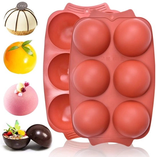Siliconen Mould a Bolforma a Metà - 2 Pacchi di Mould per Cucina - Adatto per Cioccolato/Cake/ Gelato - Adatto per Microonde/Forno/Lavastoviglie - Qualità Nutrizionale Siliconen