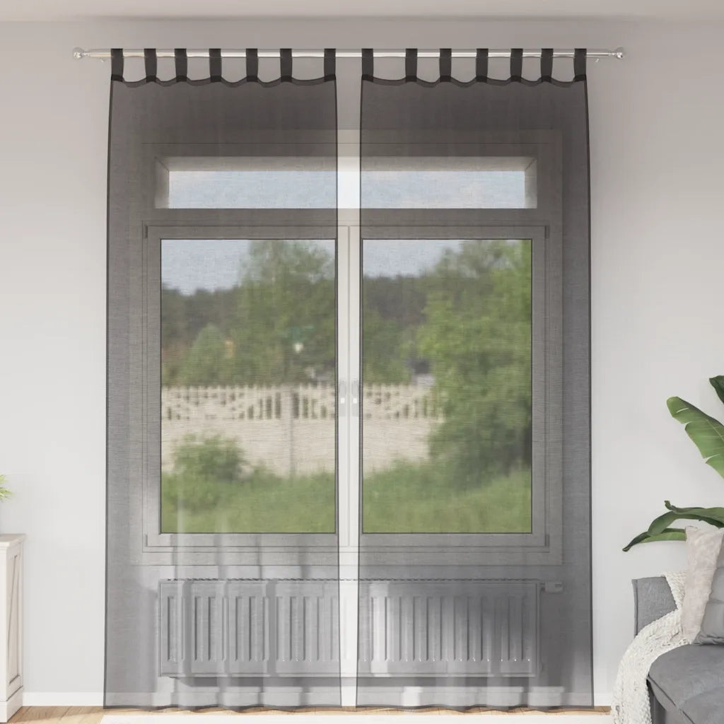 Tende in Voile con Linguetta 2 pz Nero
